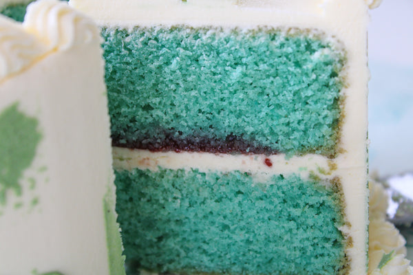Sage Coloured Gender Reveal Celebration Cake