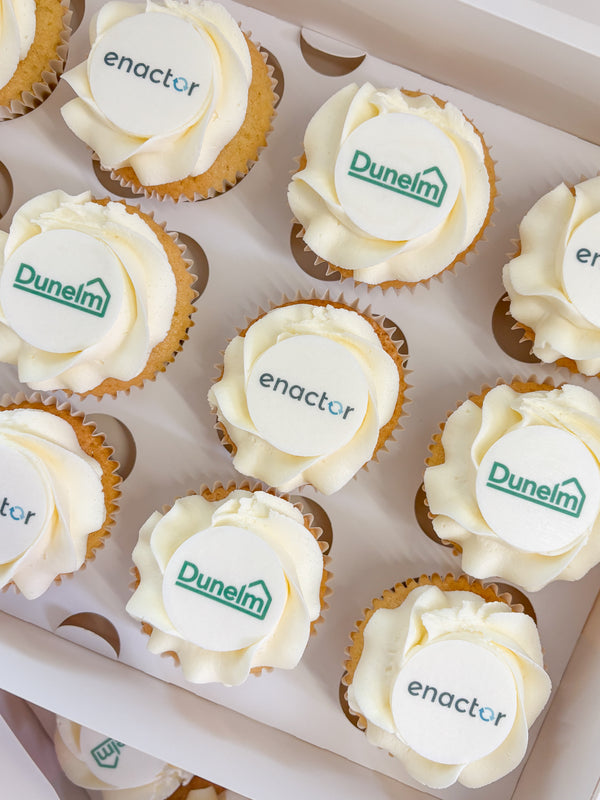 Vanilla Corporate Cupcakes with Logos