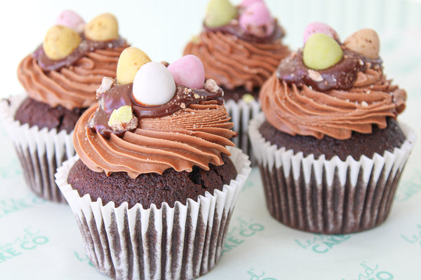Belgian Chocolate Fudge Mini Egg Cupcakes