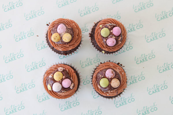 Belgian Chocolate Fudge Mini Egg Cupcakes