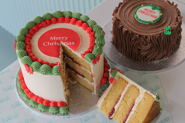 Christmas Themed Strawberry Victoria Sponge Cake