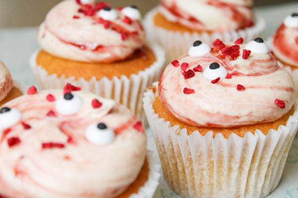 Monster Mash Strawberry Halloween Cupcakes