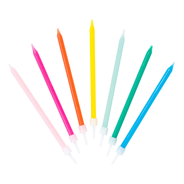 RAINBOW COLOURED CANDLES - 16 PACK
