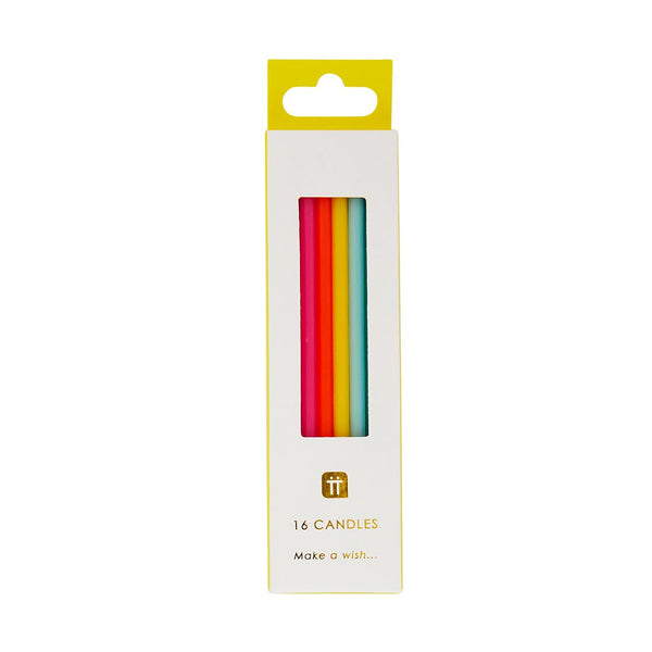 RAINBOW COLOURED CANDLES - 16 PACK