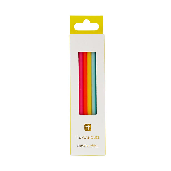 RAINBOW COLOURED CANDLES - 16 PACK